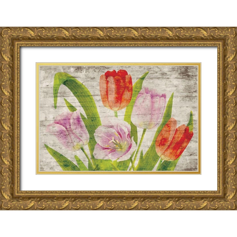 Tulips II Gold Ornate Wood Framed Art Print with Double Matting by ND Art