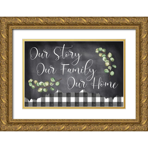 Our Story Gold Ornate Wood Framed Art Print with Double Matting by ND Art