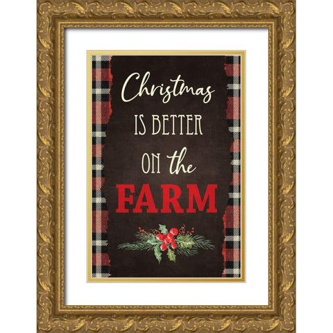Christmas Is Gold Ornate Wood Framed Art Print with Double Matting by ND Art
