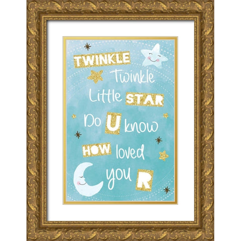 Twinkle Twinkle Gold Ornate Wood Framed Art Print with Double Matting by ND Art