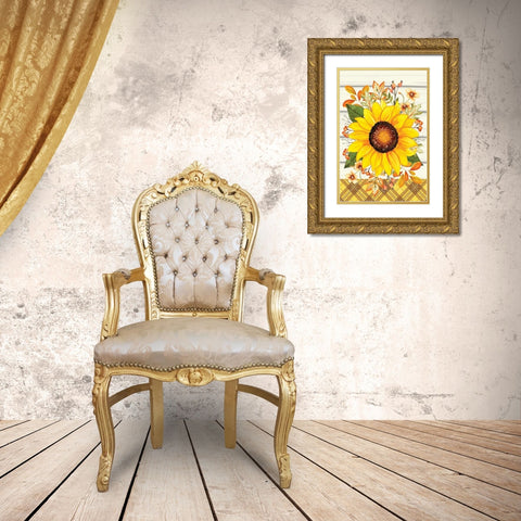 Sunflower Gold Ornate Wood Framed Art Print with Double Matting by ND Art