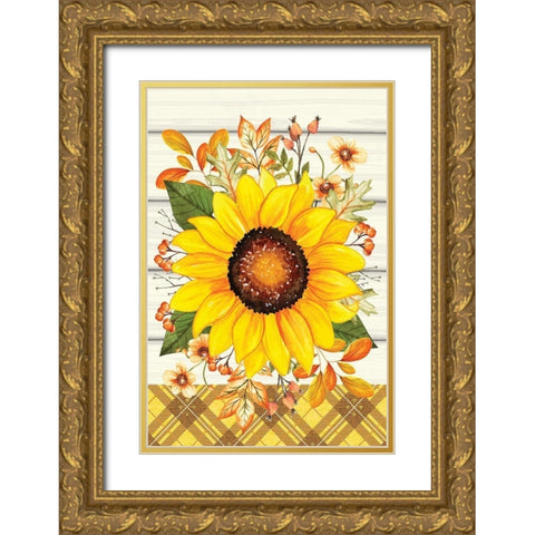 Sunflower Gold Ornate Wood Framed Art Print with Double Matting by ND Art