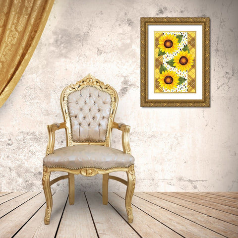 Sunflowers Gold Ornate Wood Framed Art Print with Double Matting by ND Art