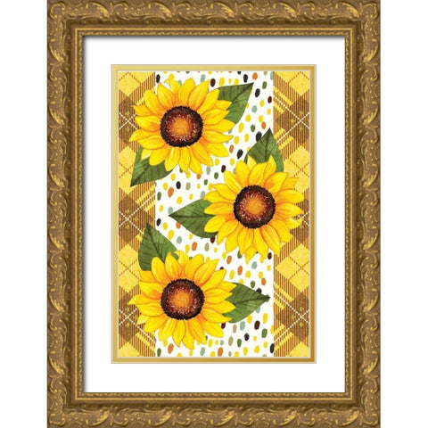 Sunflowers Gold Ornate Wood Framed Art Print with Double Matting by ND Art