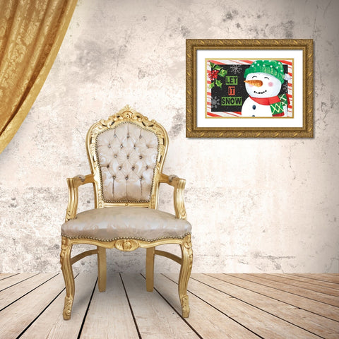 Let It Snow Gold Ornate Wood Framed Art Print with Double Matting by ND Art