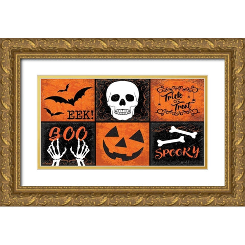 Halloween Mat Gold Ornate Wood Framed Art Print with Double Matting by ND Art