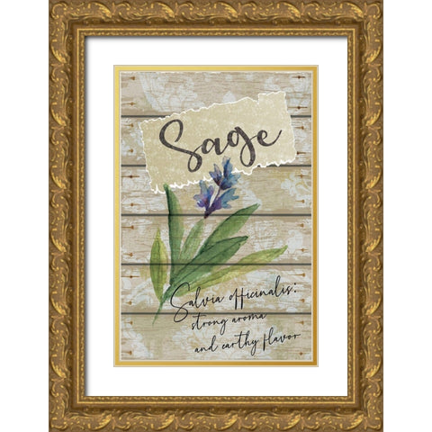 Sage Gold Ornate Wood Framed Art Print with Double Matting by ND Art
