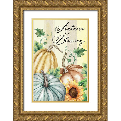 Autumn Blessings Gold Ornate Wood Framed Art Print with Double Matting by ND Art