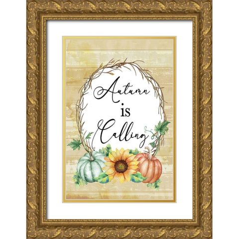 Autumn is Calling Gold Ornate Wood Framed Art Print with Double Matting by ND Art