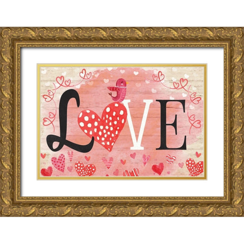 Love Gold Ornate Wood Framed Art Print with Double Matting by ND Art