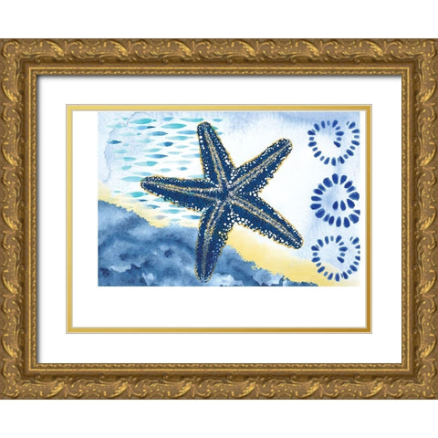 Starfish Gold Ornate Wood Framed Art Print with Double Matting by ND Art