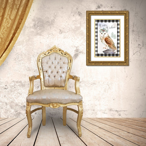 Winter Wishes Gold Ornate Wood Framed Art Print with Double Matting by ND Art