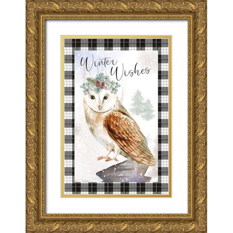 Winter Wishes Gold Ornate Wood Framed Art Print with Double Matting by ND Art