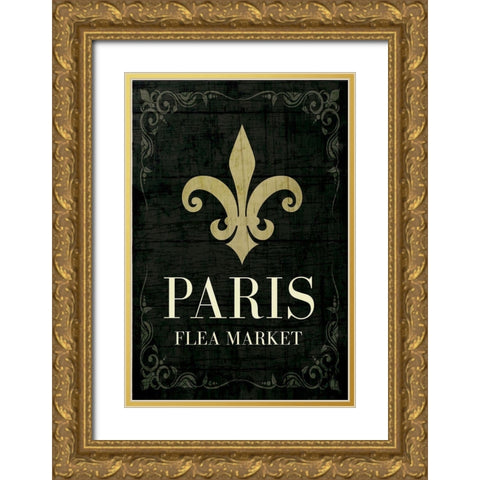 Paris Flea Market Gold Ornate Wood Framed Art Print with Double Matting by ND Art