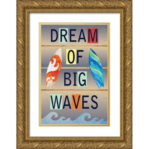Dream of Big Waves Gold Ornate Wood Framed Art Print with Double Matting by ND Art