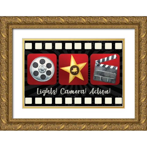 Movie IV Gold Ornate Wood Framed Art Print with Double Matting by ND Art