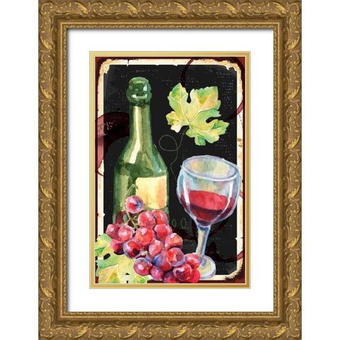 Kitchen Wine II Gold Ornate Wood Framed Art Print with Double Matting by ND Art