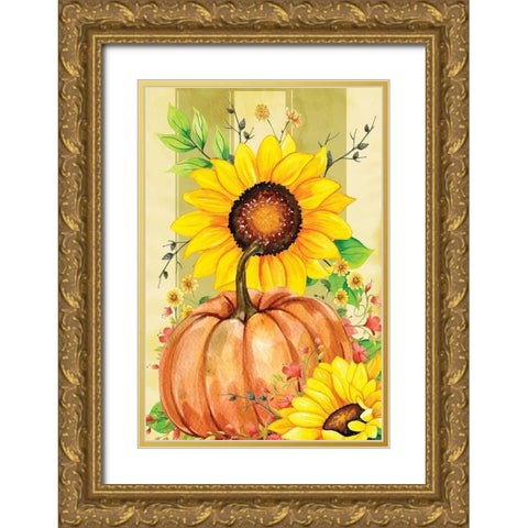 Pumpkin Gold Ornate Wood Framed Art Print with Double Matting by ND Art