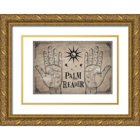 Palm Reader Gold Ornate Wood Framed Art Print with Double Matting by ND Art