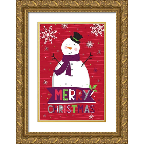 Merry Christmas   Gold Ornate Wood Framed Art Print with Double Matting by ND Art