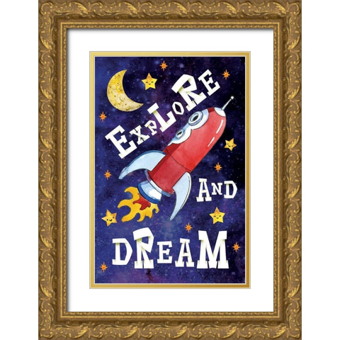 Explore and Dream Gold Ornate Wood Framed Art Print with Double Matting by ND Art