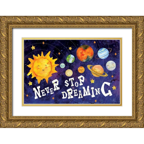 Never Stop Dreaming Gold Ornate Wood Framed Art Print with Double Matting by ND Art