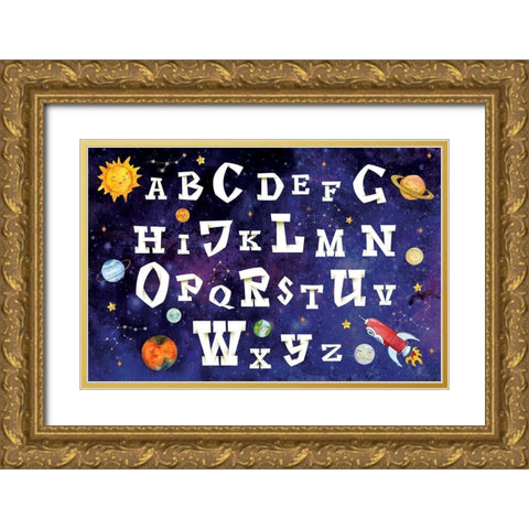Space Alphabet Gold Ornate Wood Framed Art Print with Double Matting by ND Art