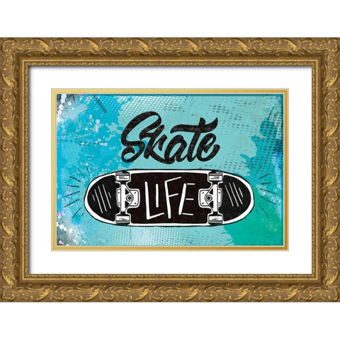 Skate Life Gold Ornate Wood Framed Art Print with Double Matting by ND Art