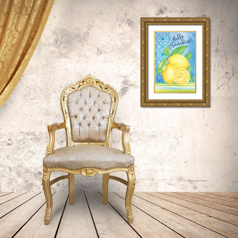 Hello Sunshine Gold Ornate Wood Framed Art Print with Double Matting by ND Art