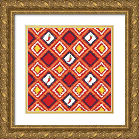 Southwest Chili Gold Ornate Wood Framed Art Print with Double Matting by ND Art