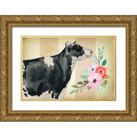 Farmhouse Floral II Gold Ornate Wood Framed Art Print with Double Matting by ND Art