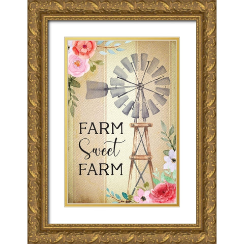 Farmhouse Floral III Gold Ornate Wood Framed Art Print with Double Matting by ND Art