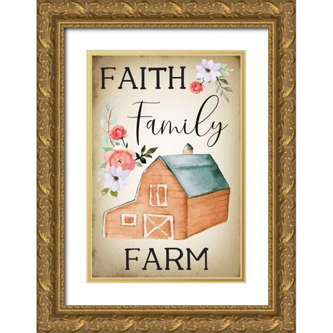 Farmhouse Floral IV Gold Ornate Wood Framed Art Print with Double Matting by ND Art
