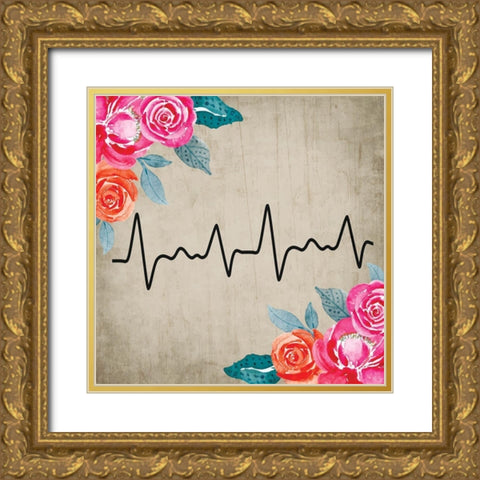 Heart Rate Gold Ornate Wood Framed Art Print with Double Matting by ND Art