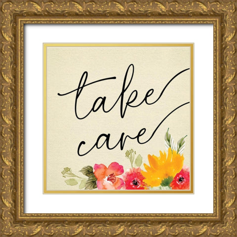 Take Care Gold Ornate Wood Framed Art Print with Double Matting by ND Art