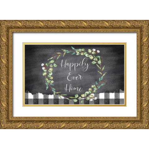Happily Ever Home Gold Ornate Wood Framed Art Print with Double Matting by ND Art