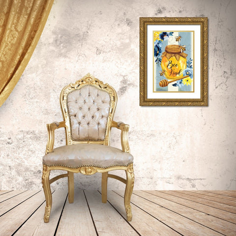 Bee Kind Gold Ornate Wood Framed Art Print with Double Matting by ND Art