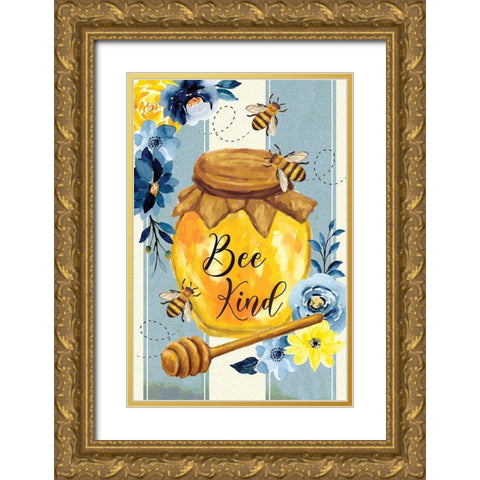 Bee Kind Gold Ornate Wood Framed Art Print with Double Matting by ND Art