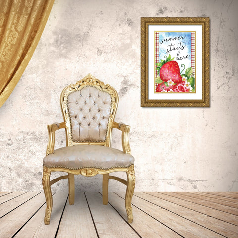 Summer Starts Here Gold Ornate Wood Framed Art Print with Double Matting by ND Art