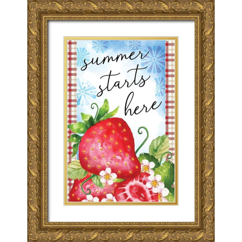 Summer Starts Here Gold Ornate Wood Framed Art Print with Double Matting by ND Art