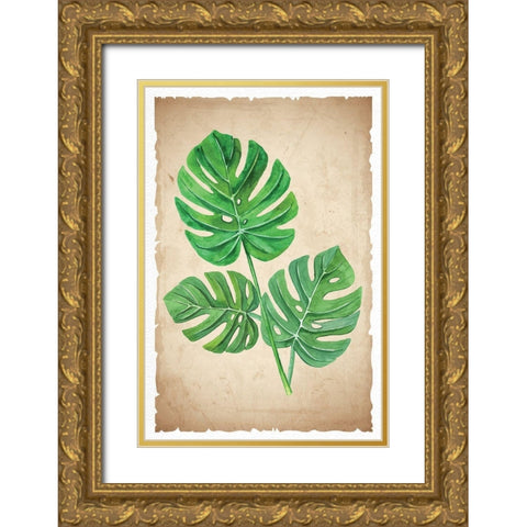 Banana Leaves Gold Ornate Wood Framed Art Print with Double Matting by ND Art