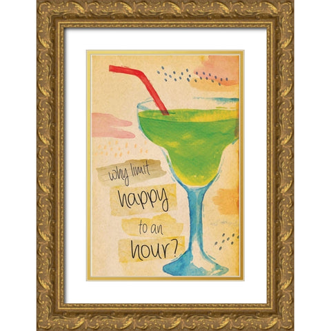 Happy Hour Gold Ornate Wood Framed Art Print with Double Matting by ND Art