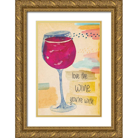 The Wine Youre With Gold Ornate Wood Framed Art Print with Double Matting by ND Art