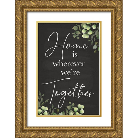 Home Is Gold Ornate Wood Framed Art Print with Double Matting by ND Art
