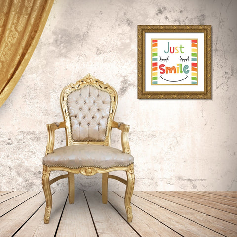 Just Smile Gold Ornate Wood Framed Art Print with Double Matting by ND Art