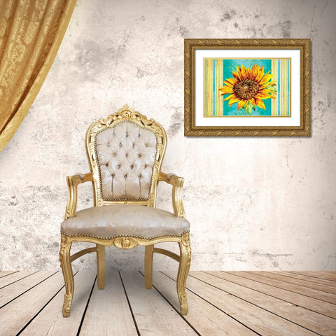 Sunflower Gold Ornate Wood Framed Art Print with Double Matting by ND Art