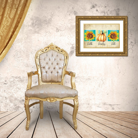 Faith, Family, Fall Gold Ornate Wood Framed Art Print with Double Matting by ND Art