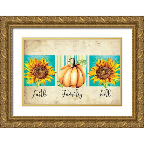 Faith, Family, Fall Gold Ornate Wood Framed Art Print with Double Matting by ND Art