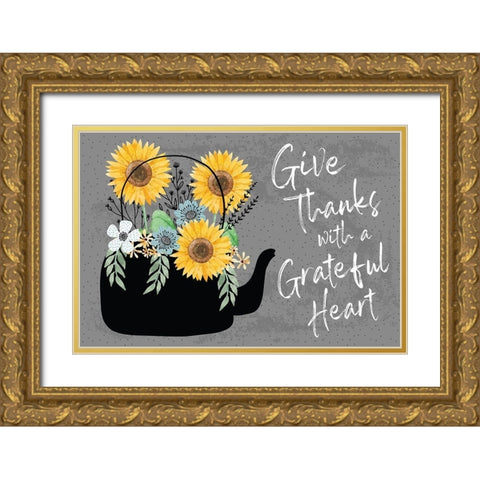 Grateful Heart Gold Ornate Wood Framed Art Print with Double Matting by ND Art