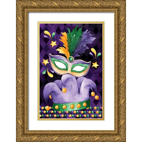 Mardi Gras II Gold Ornate Wood Framed Art Print with Double Matting by ND Art